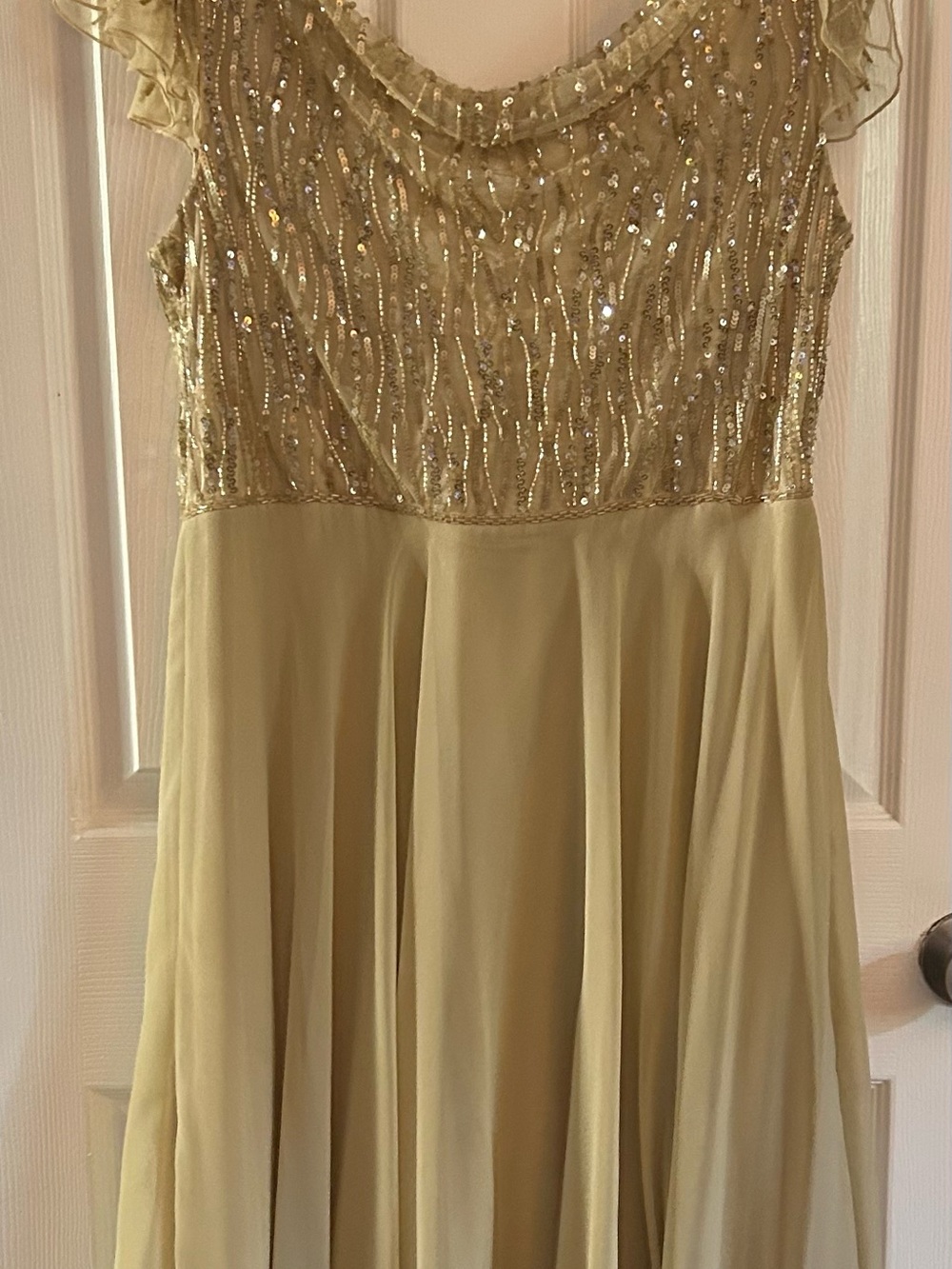 J Kara Gold Beaded Maxi Dress